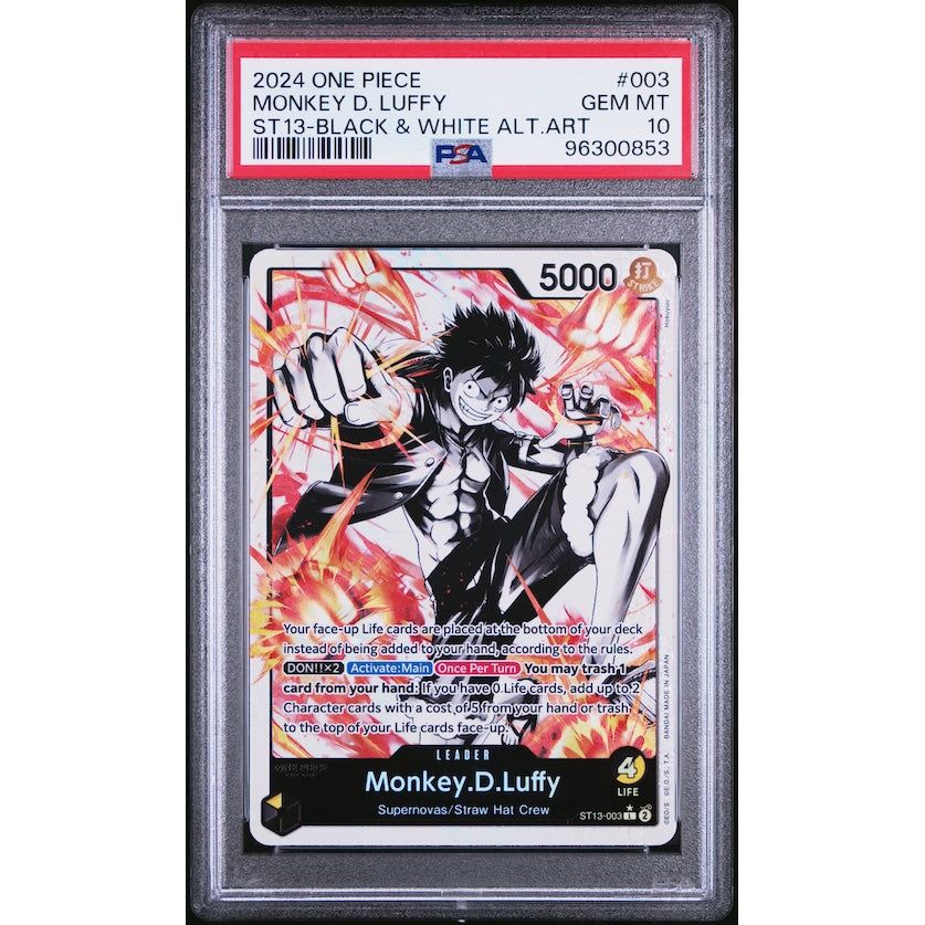2024 One Piece Ultra Deck-The Three Brothers #003 Monkey D. Luffy ST13-Black & White Alternate Art PSA 10