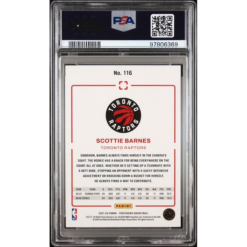 2021 Panini Photogenic #116 Scottie Barnes Rookie Card PSA 8