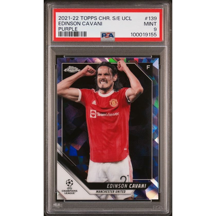 2021-2022 Topps Chrome Sapphire Edition UEFA Champions League #139 Edinson Cavani Purple (#'d 08/25) PSA 9