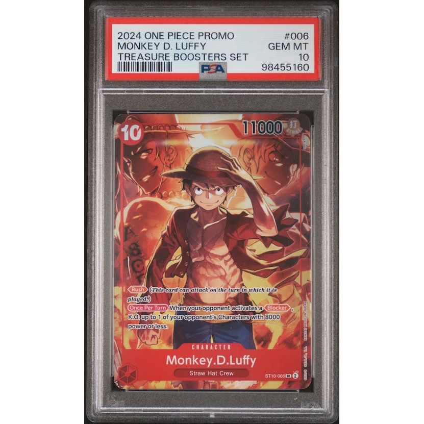 treasure booster set one piece card game 2024 One Piece Promos #006 Monkey D. Luffy Treasure Boosters Set PSA 1