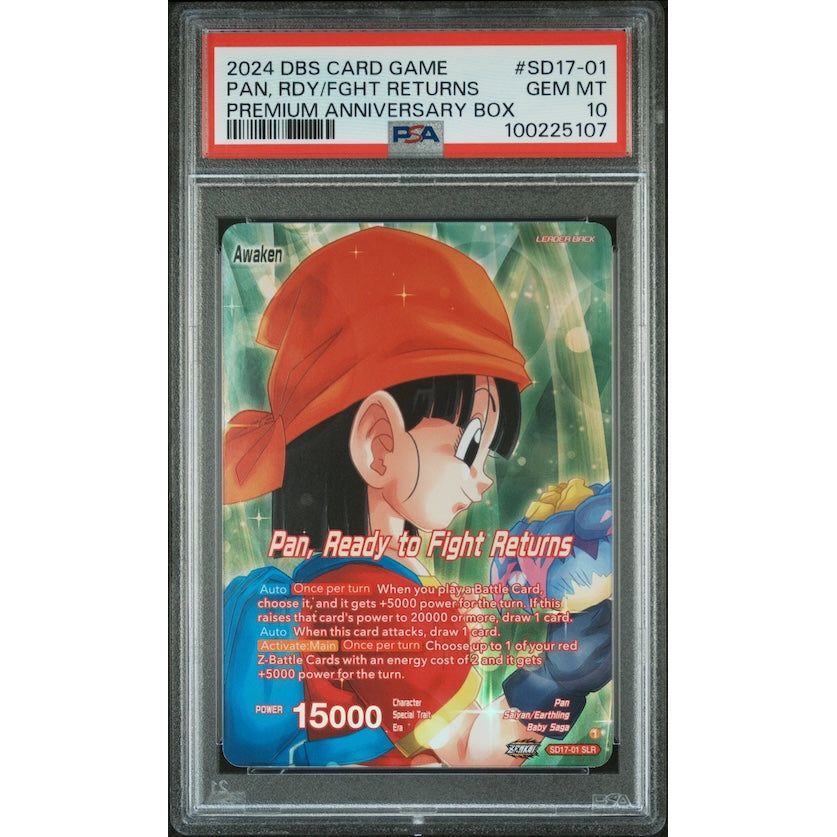 2024 Dragon Ball Super Card Game Premium Anniversary Box #SD17-01 Pan, Rdy/Fght Returns PSA 10