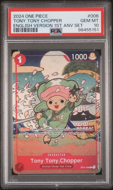 2024 One Piece English Version 1st Anniversary Set #006 Tony Tony Chopper PSA 10