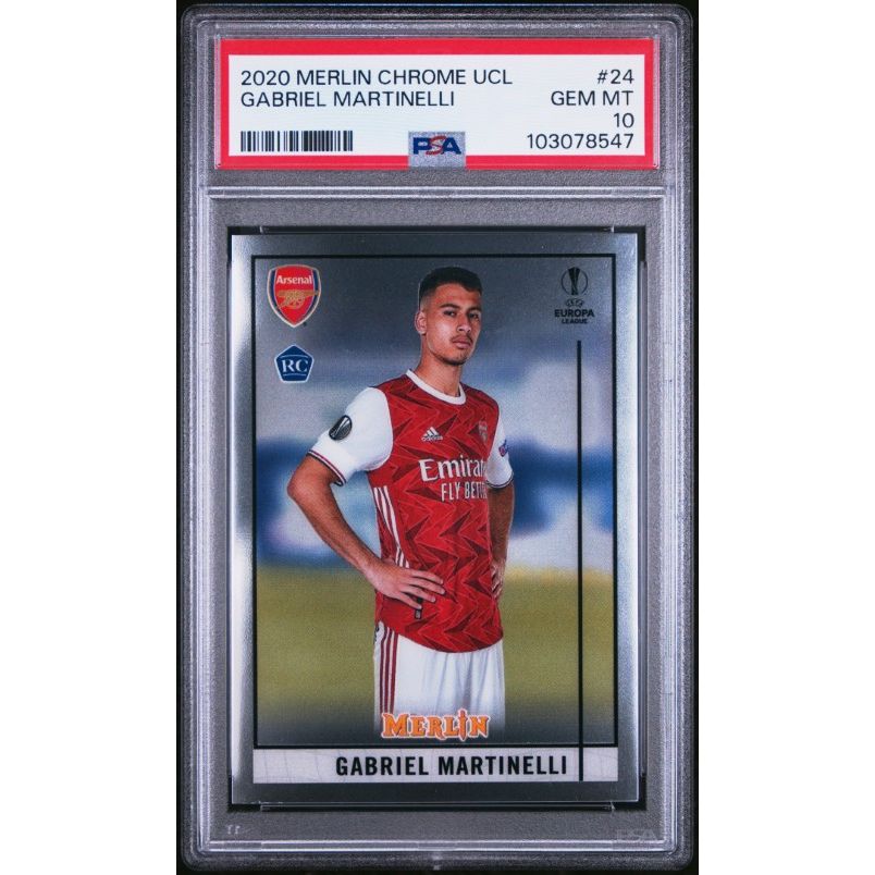 2020 Topps Merlin Chrome Uefa Champions League #24 Gabriel Martinelli PSA 10