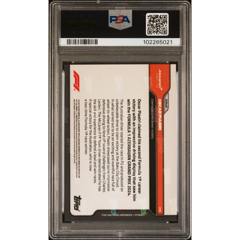 2024 Topps Now Formula 1 #53 Oscar Piastri PSA 10