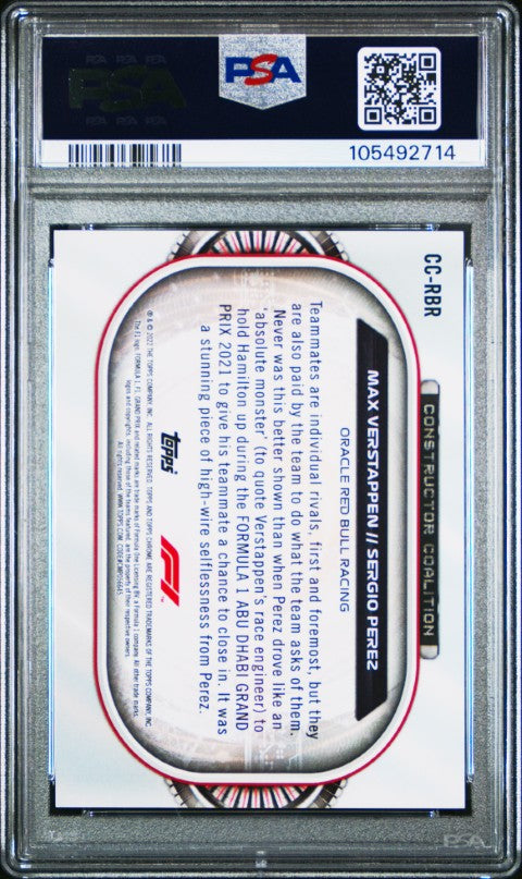 2022 Topps Chrome Formula 1 Constructors Coalition #CCRBR M.Verstappen/S.Perez Constructors Coalition PSA 10