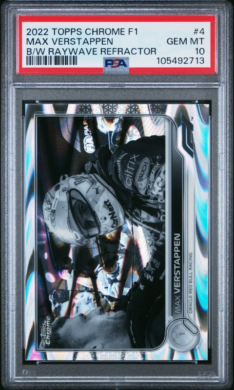 2022 Topps Chrome Formula 1 #4 Max Verstappen B/W Raywave Refractor PSA 10