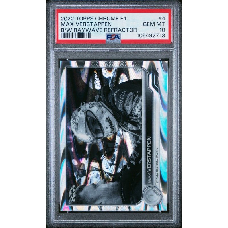 2022 Topps Chrome Formula 1 #4 Max Verstappen B/W Raywave Refractor PSA 10