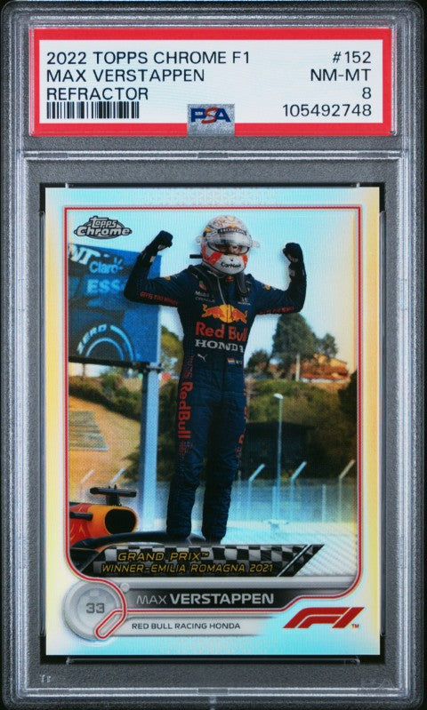 2022 Topps Chrome Formula 1 #152 Max Verstappen Refractor PSA 8