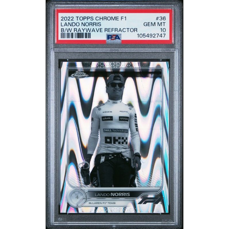 2022 Topps Chrome Formula 1 #36 Lando Norris B/W Raywave Refractor PSA 10
