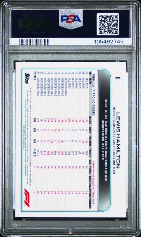 2022 Topps Chrome Formula 1 #6 Lewis Hamilton PSA 10