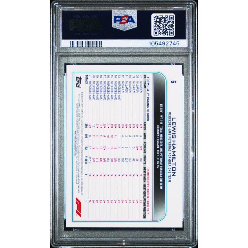 2022 Topps Chrome Formula 1 #6 Lewis Hamilton PSA 10