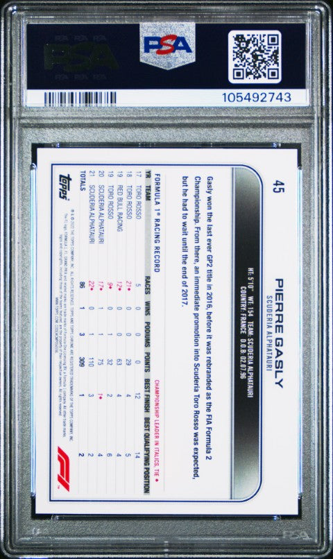 2022 Topps Chrome Formula 1 #45 Pierre Gasly PSA 9
