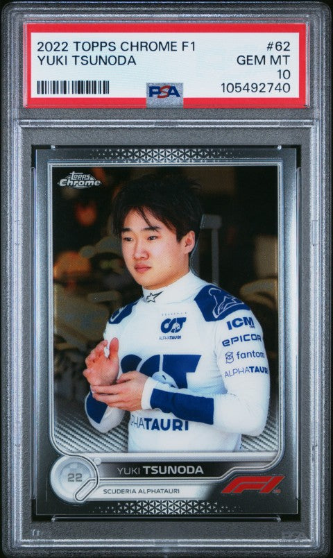 2022 Topps Chrome Formula 1 #62 Yuki Tsunoda PSA 10