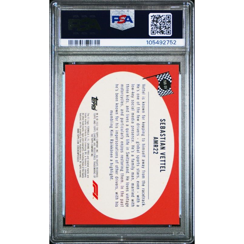 2022 Topps Chrome Formula 1 1968 Topps Hot Rods #T68SV Sebastian Vettel 1968 Topps Hot Rods PSA 9