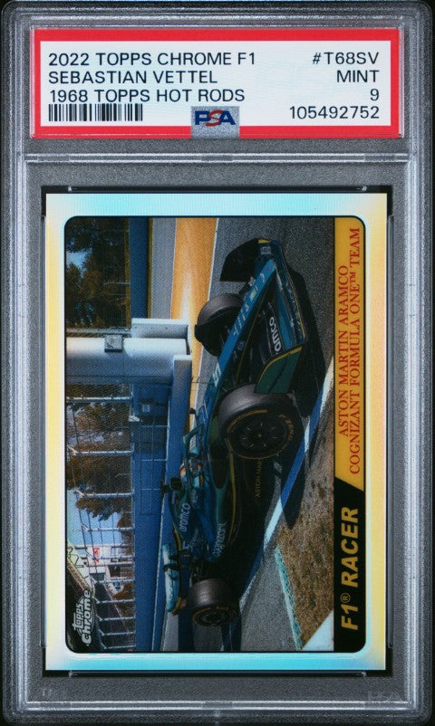 2022 Topps Chrome Formula 1 1968 Topps Hot Rods #T68SV Sebastian Vettel 1968 Topps Hot Rods PSA 9