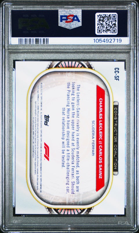 2022 Topps Chrome Formula 1 Constructors Coalition #CCSF C.Sainz/C.Leclerc Constructors Coalition PSA 10