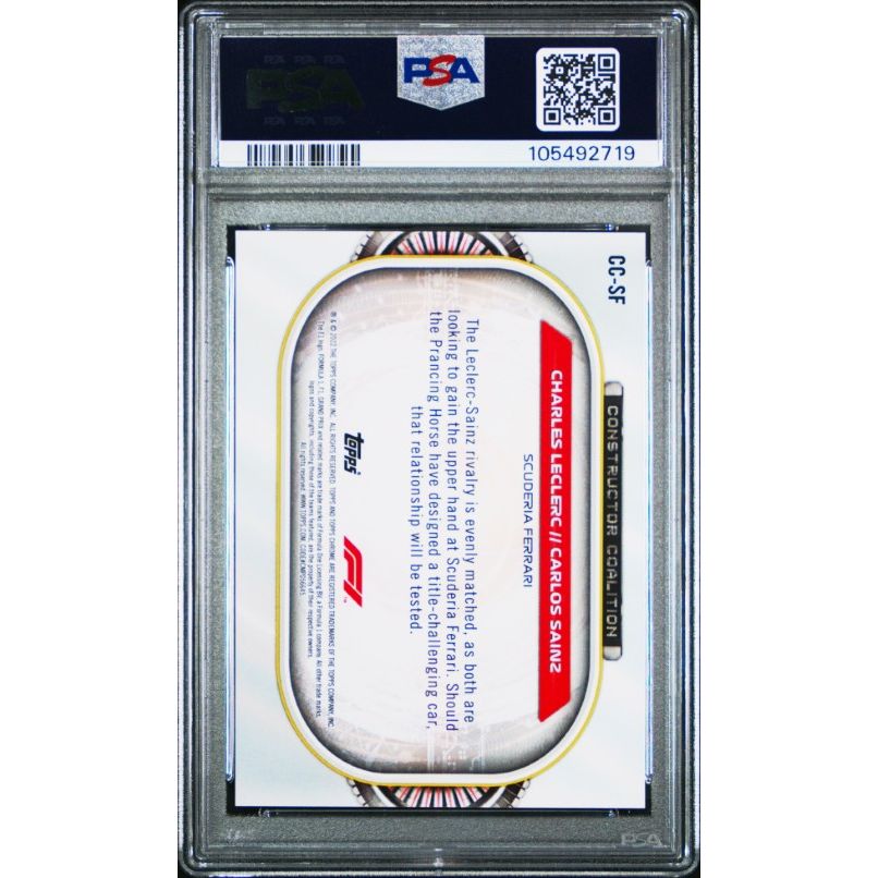 2022 Topps Chrome Formula 1 Constructors Coalition #CCSF C.Sainz/C.Leclerc Constructors Coalition PSA 10