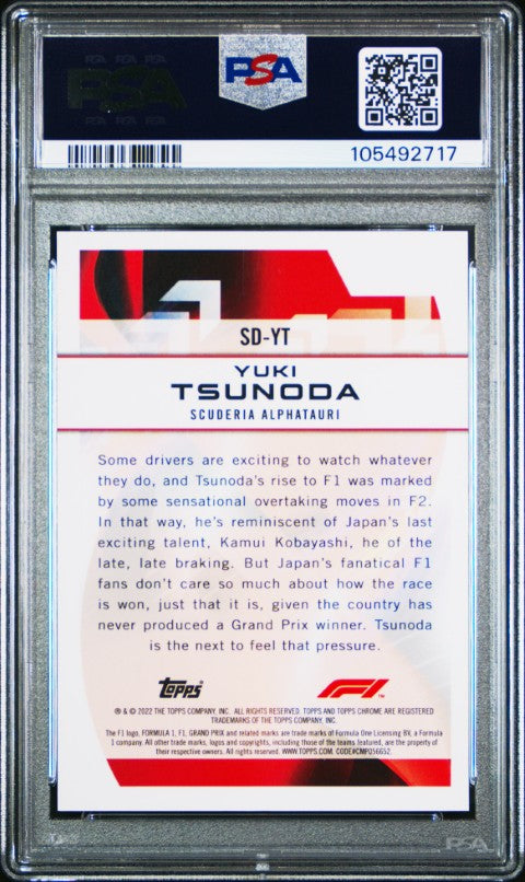 2022 Topps Chrome Formula 1 Speed Demons #SDYT Yuki Tsunoda Speed Demons PSA 10