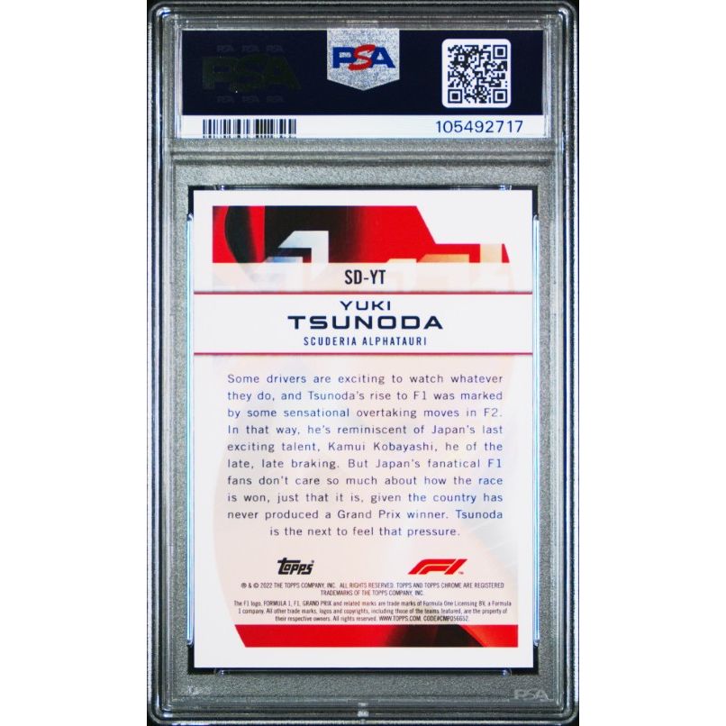 2022 Topps Chrome Formula 1 Speed Demons #SDYT Yuki Tsunoda Speed Demons PSA 10