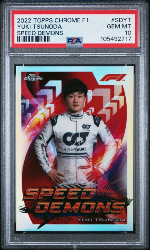 2022 Topps Chrome Formula 1 Speed Demons #SDYT Yuki Tsunoda Speed Demons PSA 10