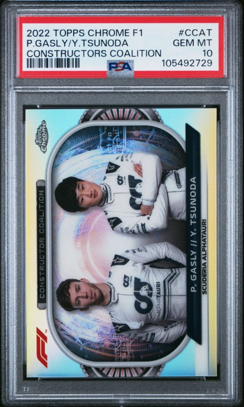 2022 Topps Chrome Formula 1 Constructors Coalition #CCAT P.Gasly/Y.Tsunoda Constructors Coalition PSA 10