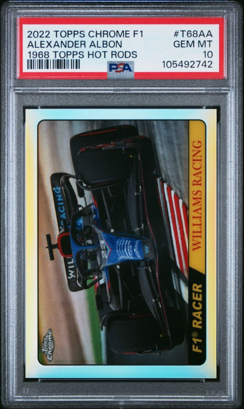 2022 Topps Chrome Formula 1 1968 Topps Hot Rods #T68AA Alexander Albon 1968 Topps Hot Rods PSA 10