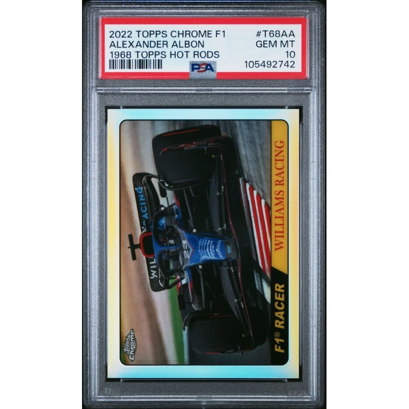 2022 Topps Chrome Formula 1 1968 Topps Hot Rods #T68AA Alexander Albon 1968 Topps Hot Rods PSA 10