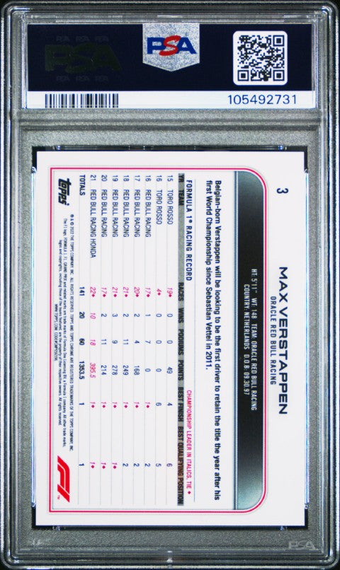 2022 Topps Chrome Formula 1 #3 Max Verstappen PSA 10