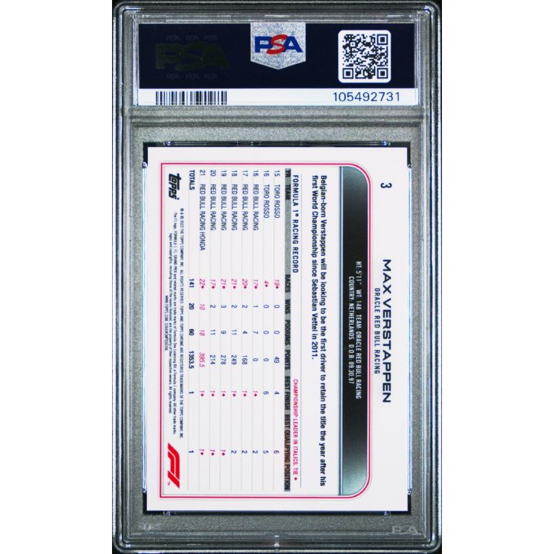 2022 Topps Chrome Formula 1 #3 Max Verstappen PSA 10