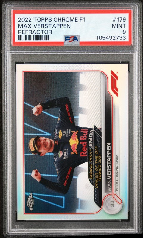 2022 Topps Chrome Formula 1 #179 Max Verstappen Refractor PSA 9