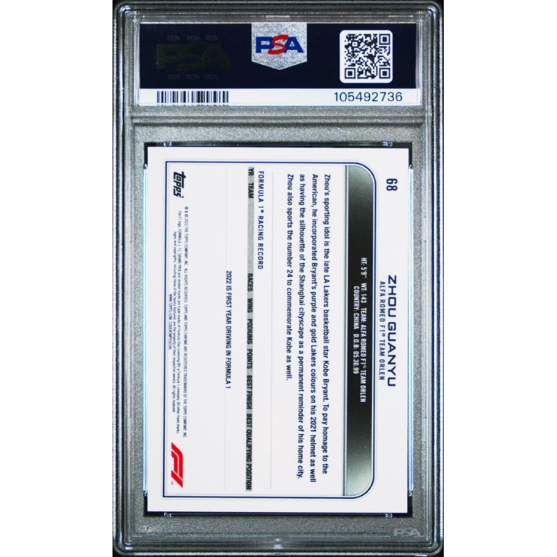 2022 Topps Chrome Formula 1 #68 Zhou Guanyu PSA 9
