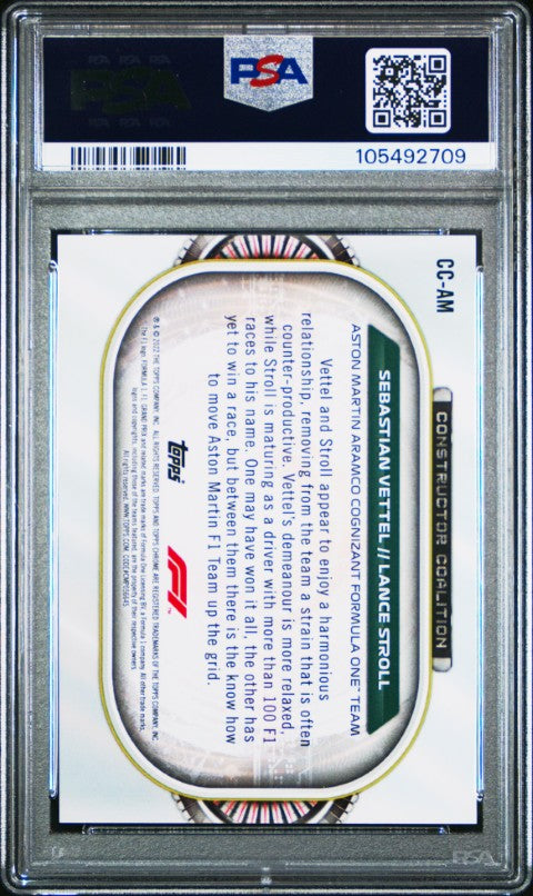 2022 Topps Chrome Formula 1 Constructors Coalition #CCAM S.Vettel/L.Stroll Constructors Coalition PSA 10
