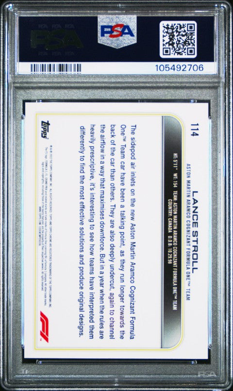 2022 Topps Chrome Formula 1 #114 Lance Stroll Gold/Purple Refractor PSA 9
