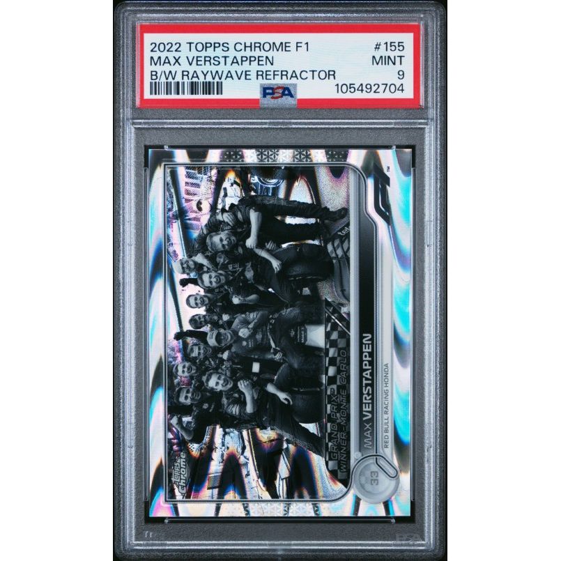 2022 Topps Chrome Formula 1 #155 Max Verstappen B/W Raywave Refractor PSA 9