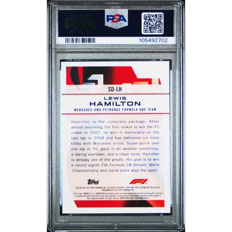 2022 Topps Chrome Formula 1 Speed Demons #SDLH Lewis Hamilton Speed Demons PSA 9