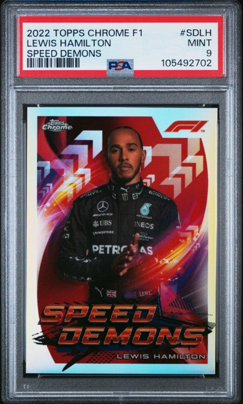 2022 Topps Chrome Formula 1 Speed Demons #SDLH Lewis Hamilton Speed Demons PSA 9