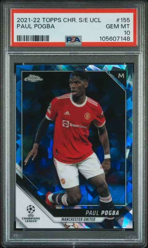2021-2022 Topps Chrome Sapphire Edition Uefa Champions League #155 Paul Pogba PSA 10