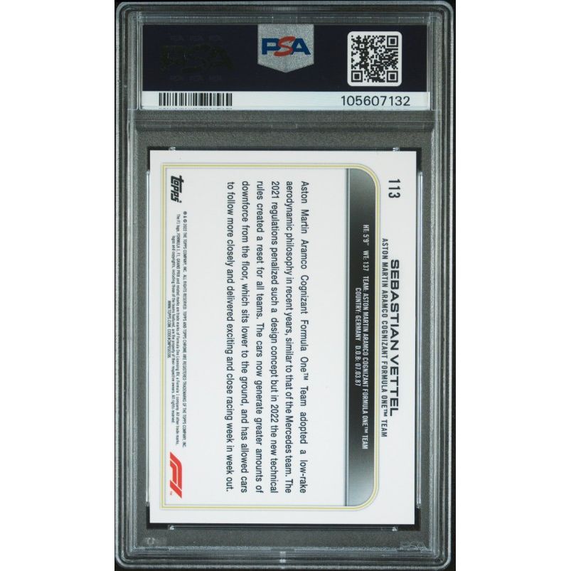 2022 Topps Chrome Formula 1 #113 Sebastian Vettel PSA 9