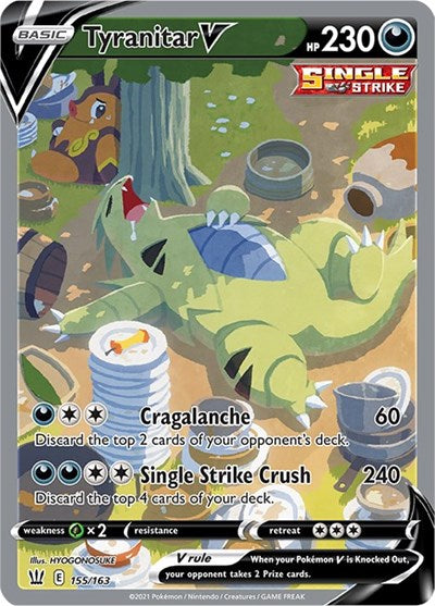 Sword & Shield Battle Styles - 155/163 Tyranitar V (Alternate Full Art) Ultra Rare Sword & Shield Battle Styles - 155/163 Tyranitar V (Alternate Full Art) Ultra Rare