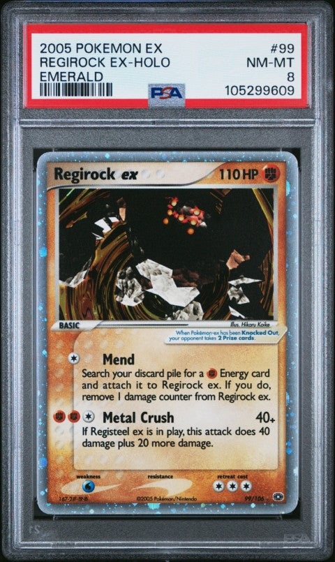 2005 Pokemon Ex Emerald #99 Regirock ex-Holo Emerald PSA 8