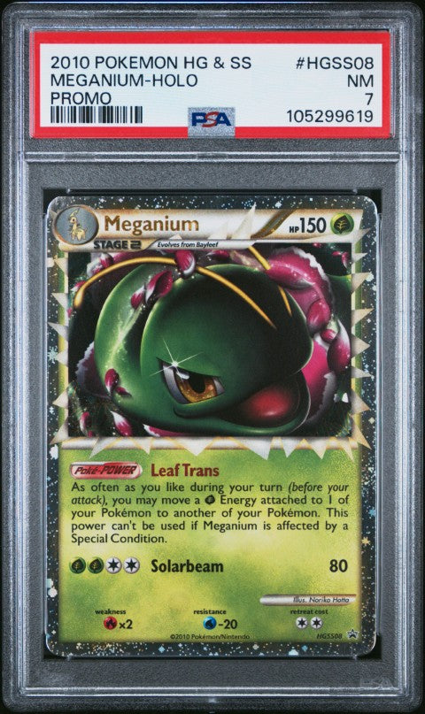 2010 Pokemon Heartgold & Soulsilver Promo #HGSS08 Meganium-Holo Promo PSA 7