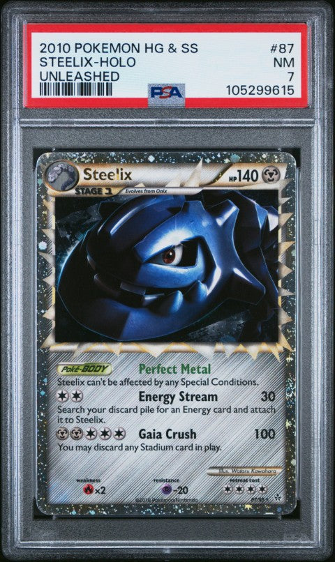 2010 Pokemon Heartgold & Soulsilver Unleashed #87 Steelix-Holo Unleashed PSA 7