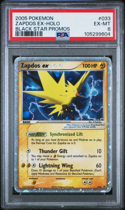 2005 Pokemon Black Star Promos #033 Zapdos ex-Holo Black Star Promos PSA 6