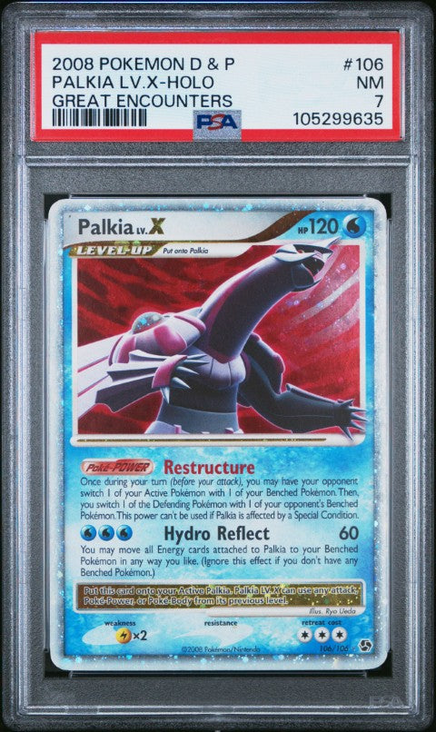 2008 Pokemon Diamond & Pearl Great Encounters #106 Palkia Lv.X-Holo PSA 7