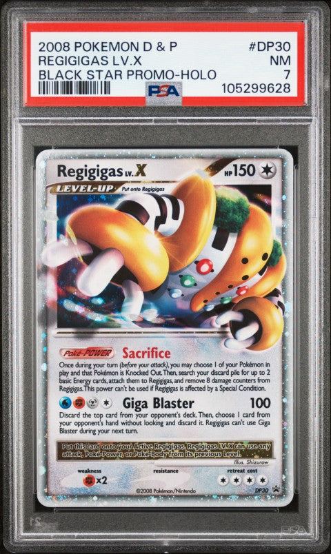 2008 Pokemon Diamond & Pearl Black Star Promo #DP30 Regigigas Lv.X Black Star Promo-Holo PSA 7
