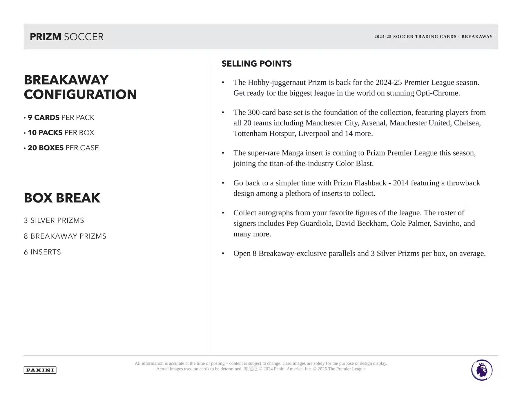2024-25 Panini Prizm Premier League EPL Soccer Breakaway Box