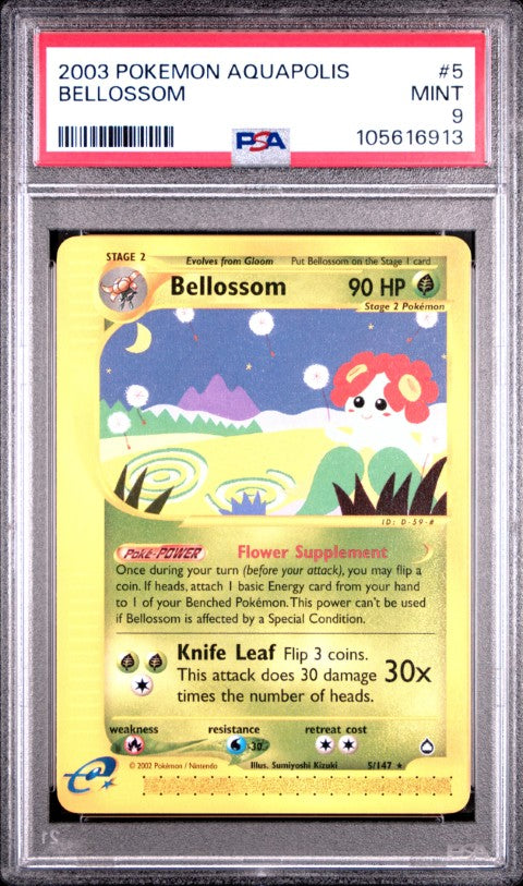 bellossom pokemon card 2003 Pokemon Aquapolis #5 Bellossom PSA 9
