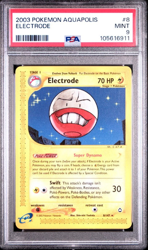 2003 Pokemon Aquapolis #8 Electrode PSA 9 2003 Pokemon Aquapolis #8 Electrode PSA 9