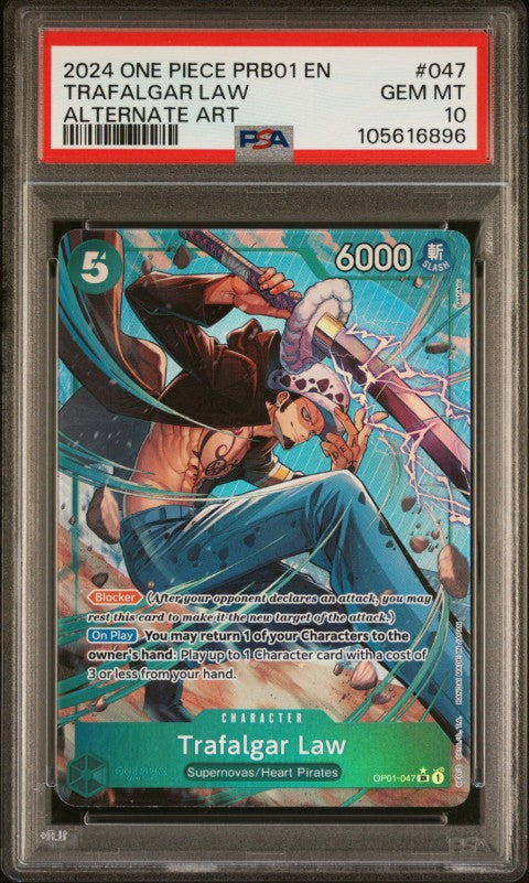 2024 One Piece Prb01-Premium Booster -One Piece Card The Best- #047 Trafalgar Law Alternate Art PSA 10