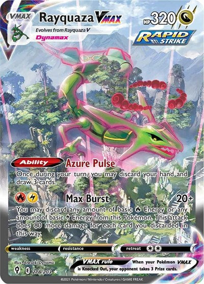 Sword & Shield Evolving Skies - 218/203 Rayquaza VMAX (Alternate Art  Secret) Secret Rare
